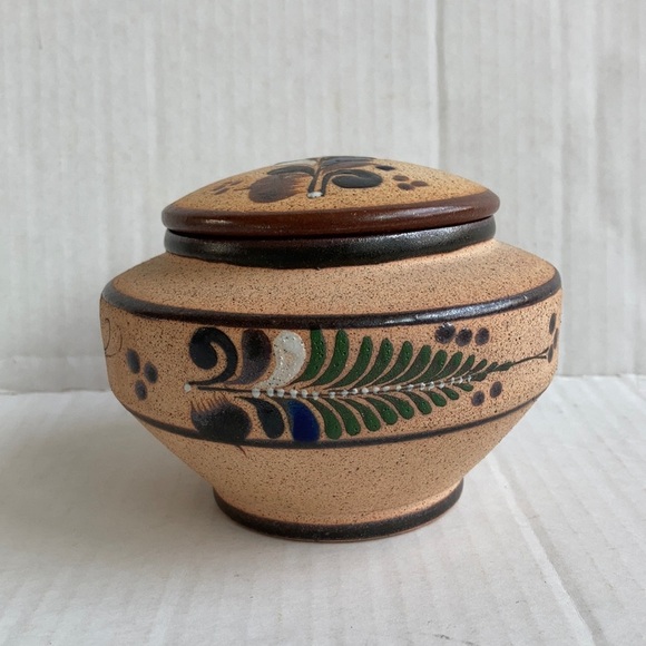 Netz Pottery Mexico Tonala fern leaf covered trinket dish bowl - Picture 1 of 15